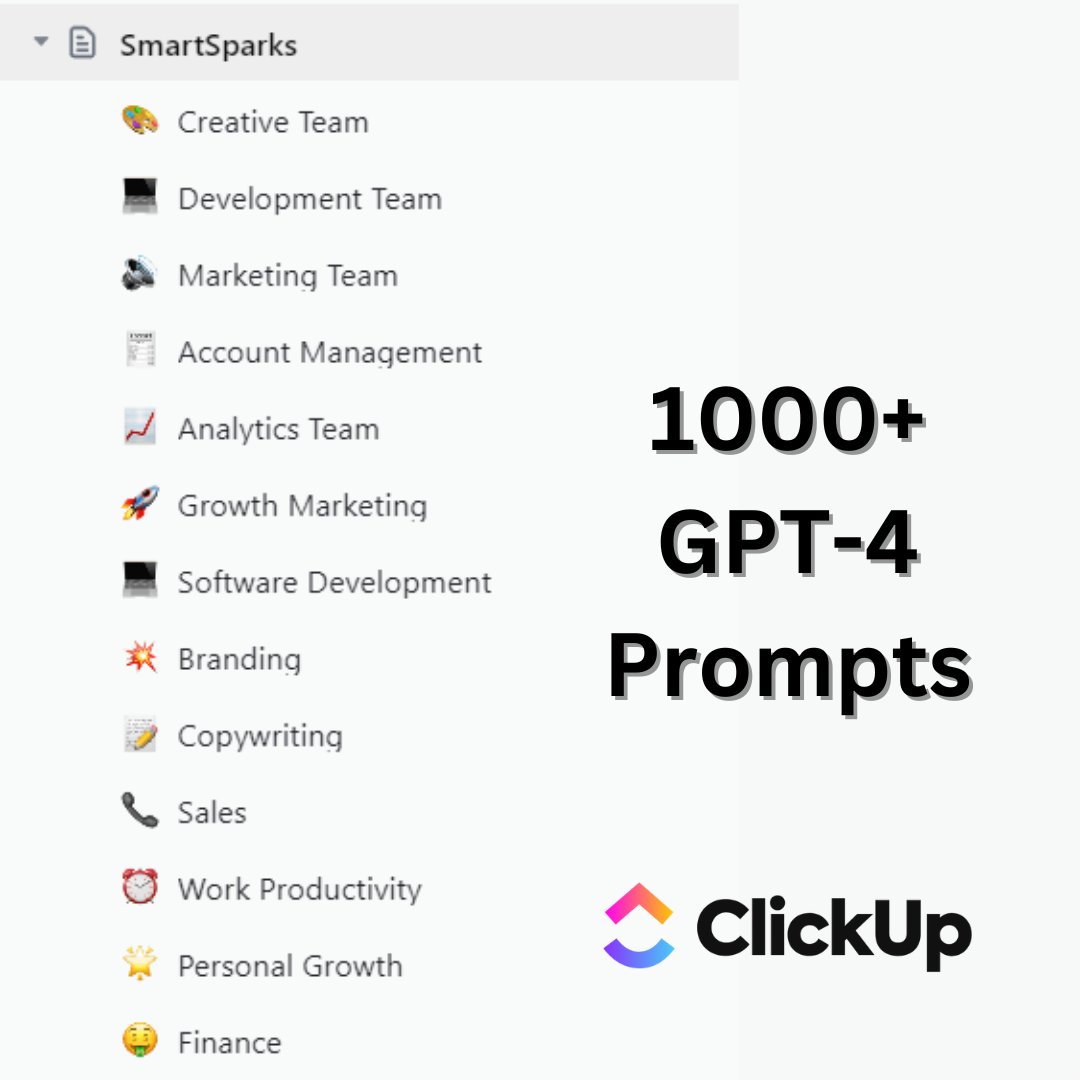 shushant_l's tweet image. GPT-4 gives you superpowers.

I&apos;ve prepared a resource that has 1000+ GPT-4 prompts.

It is FREE for 24 hours.

To get it,
1. Like
2. Comment &apos;🚀&apos;
3. Retweet

I&apos;ll send it for FREE.

You must be following me or else I can&apos;t send it.