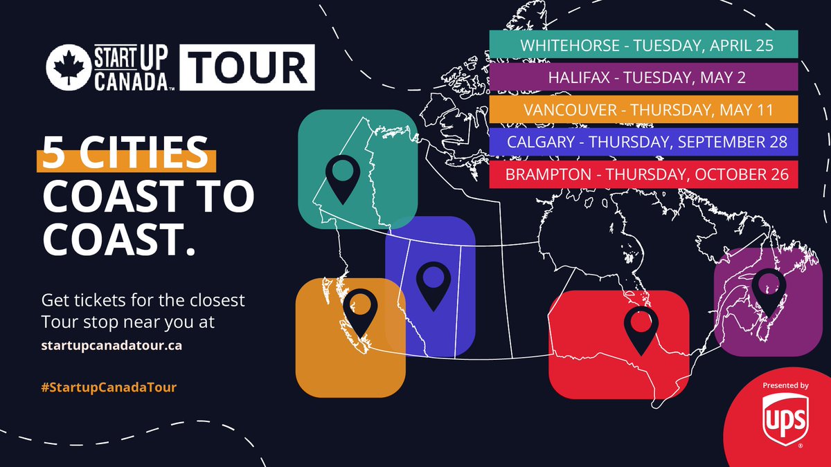 Announcing our final two Tour stops…🥁

We’re coming to Calgary on September 28 and Brampton on October 26 to wrap up #StartupCanadaTour! We can’t wait to have you join us for the second part of this cross-country event series for entrepreneurs. 

ow.ly/kBEh50Oz1ln