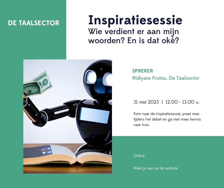 Is ChatGPT diefstal en wil je er verder niets mee te maken hebben? Of moet je als taalprofessional ook bezig zijn met de vraag hoe je zelf kunt verdienen met (je eigen) taaldata en het trainen van AI?

taalsector.be/cms/4713