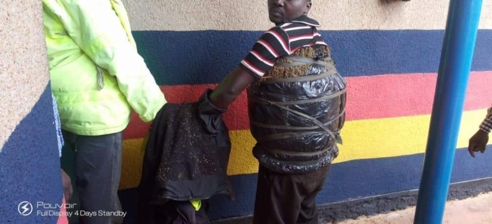 In Kapsabet,a man was transporting weed like this on a motorbike