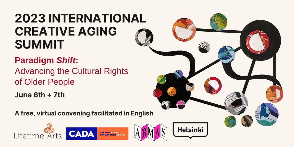 See you at the summit! Don’t miss the opportunity to connect to a worldwide network of more than 250 colleagues working across the globe to advance creative aging and the cultural rights of older people. 6 & 7 June. 
lifetimearts.org/icas-2023/
#ICAS23 #creativeageing #agefriendly