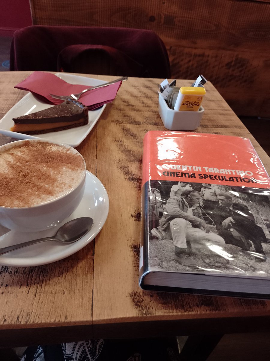 Tuesday afternoons were made for vegan cakes, dirty chai lattes and books by #QuentinTarantino. #Vegan #TuesdayThoughts #ReadingCommunity. 📚☕