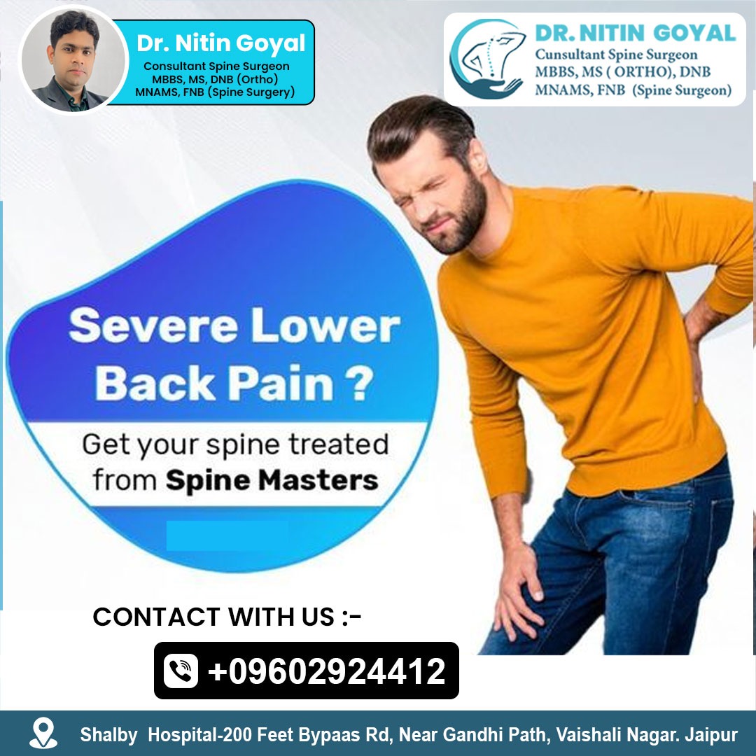 Consult your all Spine problems with one of the best leading Spine Surgeon  Dr. Nitin Goyal by call us  on 9602924412 or Visit us on :- drnitinspinesurgeon.com
#DrNitinGoyl #SpineSurgeon #bestspinesurgeon #stayhealty #SpinesurgeonDoctor #SpineSurgeon #jaipur #orthopedicsurgeon