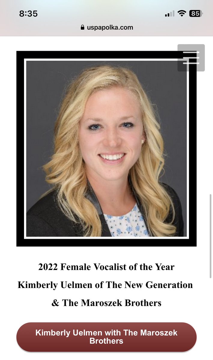 NSmithHSEF's tweet image. Let’s give a round of applause to @HSSD’s @kuelmen_PR!

On Saturday, Kimberly was named the United States Polka Association’s 2022 Female Vocalist of the Year! 🥳🎶 

What a privilege it is to work with such a talented lady. 💪

uspapolka.com/female-vocalis…