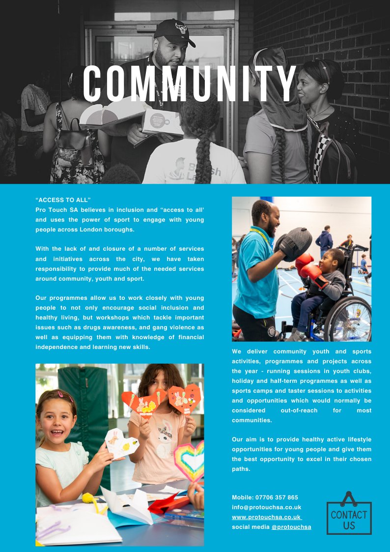 About Pro Touch SA CIC 2023. Read and learn more about our work and the impact we are making in local children and young people's lives across the Capital.