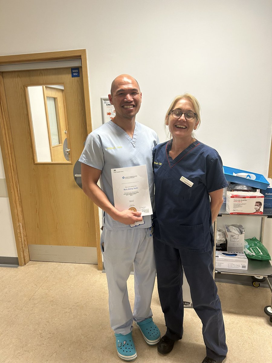 Another day another certificate presentation! Today I presented Mark with his SHCSW level 3 apprenticeship certificate- Mark worked incredibly hard to complete this whilst working in a busy Cardiac Intensive Care Unit and achieved a Distinction! @UHSFT @UHS_CritCare