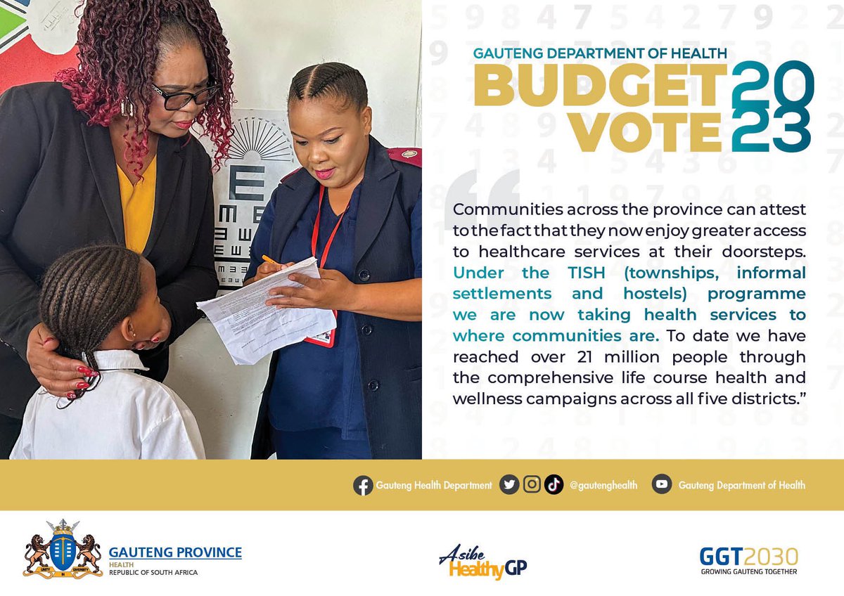 GautengHealth's tweet photo. MEC @NkomoNomantu on the the Gauteng Department of Health taking health services to the doorstep of communities in the province #GPBudgetVote23 https://t.co/BAZMxzNGac