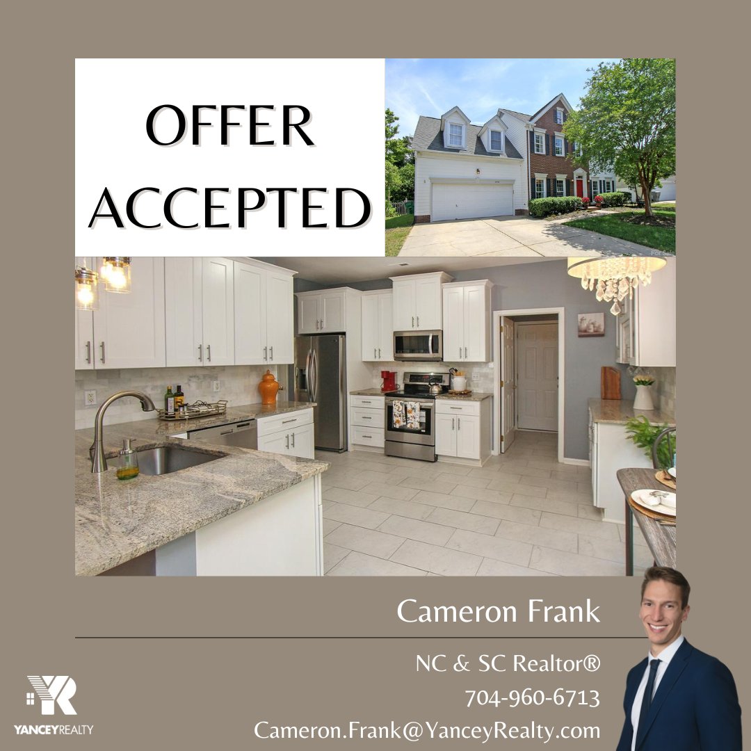 Congratulations to Cameron & his thrilled buyers for snagging this stunning two-story🏠over the holiday weekend!

#undercontract #offeraccepted #ncrealtor #screaltor #yanceyrealty #buyersagent #happybuyers #congrats #curbappeal #futurehome #congratulations #charlottenc #clt #qc