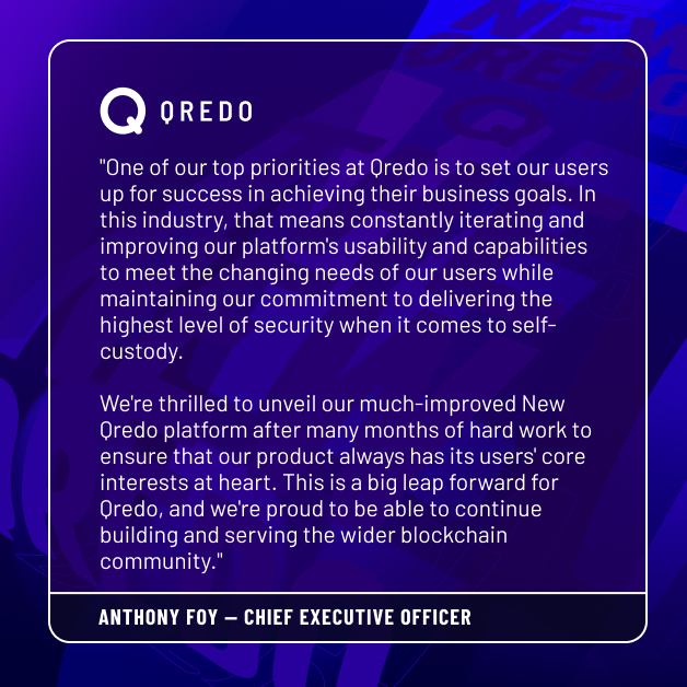 OpenCustody's tweet photo. Building for the future, driven by our users 👥💡

With our eyes firmly set on our users' success, we're dedicated to continuously iterating and enhancing our platform. Today, we proudly unveil the enhanced New Qredo, a testament to our commitment to meeting the evolving needs of the #blockchain community.

Join us as we take a leap forward and empower the entire industry🚀