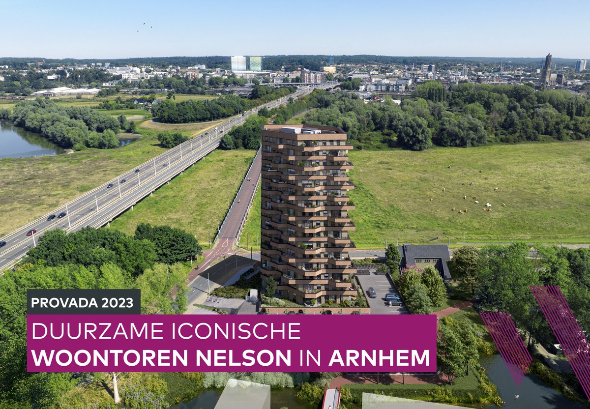 Provada 2023 | Op een prominente locatie langs de Rijn markeert woontoren NELSON de start van de bebouwing langs de Rijndijk in Arnhem. Een iconische toren. De bouw is inmiddels gestart. Ontdek dinsdag 13 juni meer hierover op onze stand: 10.29B.