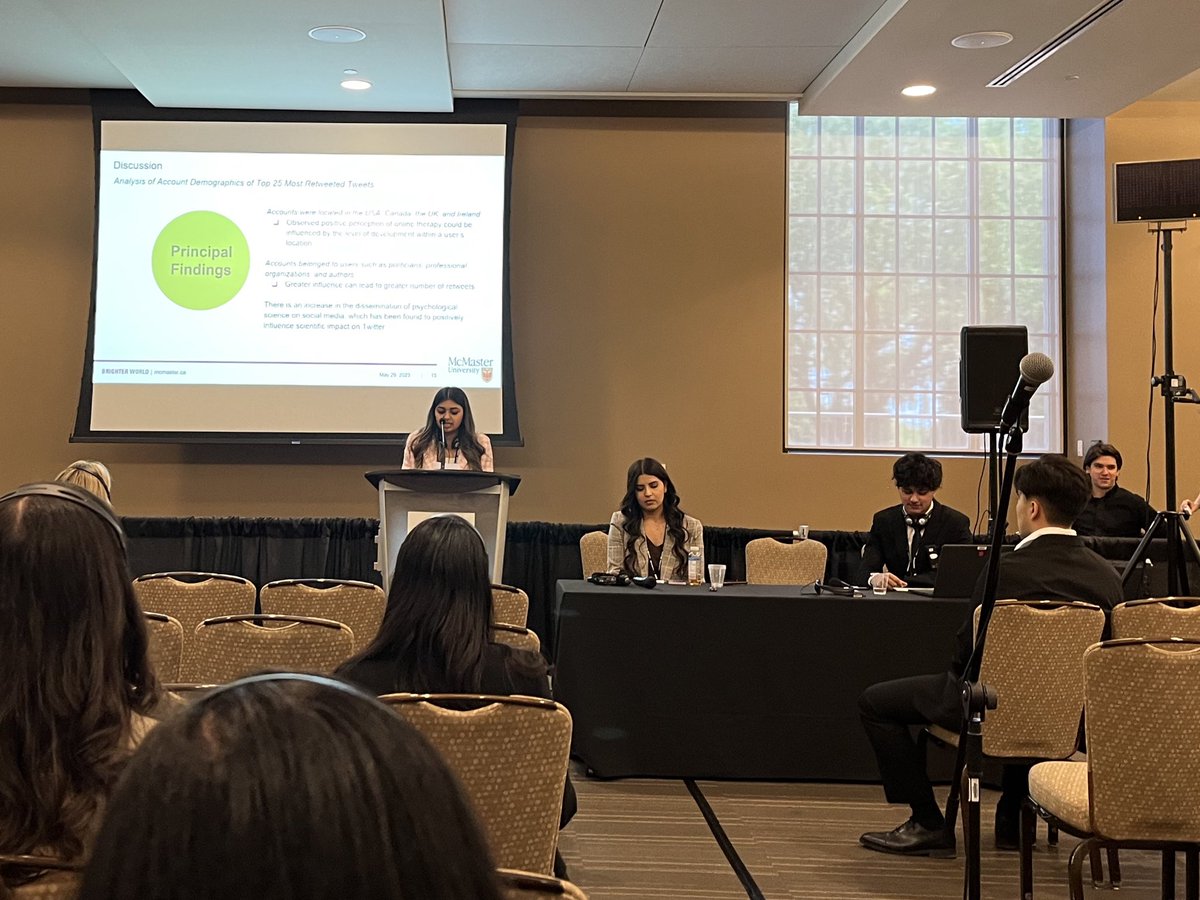 Very interesting talk by <a href="/McMasterU/">McMaster University</a> Masters in #eHealth students on using #twitter tweets to analyze the emotional influences impacting the popularity of e-Mental Health therapy! <a href="/soniashawarma/">sonia sharma ☀️</a>