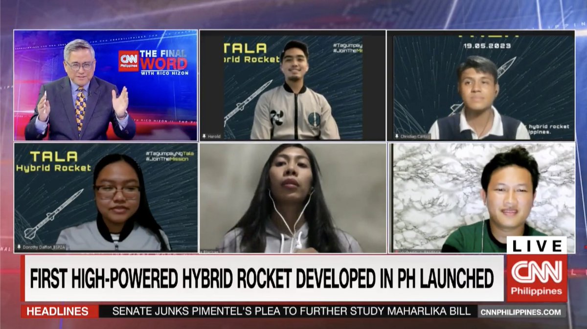 newswatchplusph's tweet photo. @RicoHizon The first high-powered hybrid rocket developed in the Philippines has lift off!

The team behind 'Tala' tells us more on #TheFinalWord | LIVE https://t.co/QUqeK1ejCf https://t.co/aKJ1WQpXIn