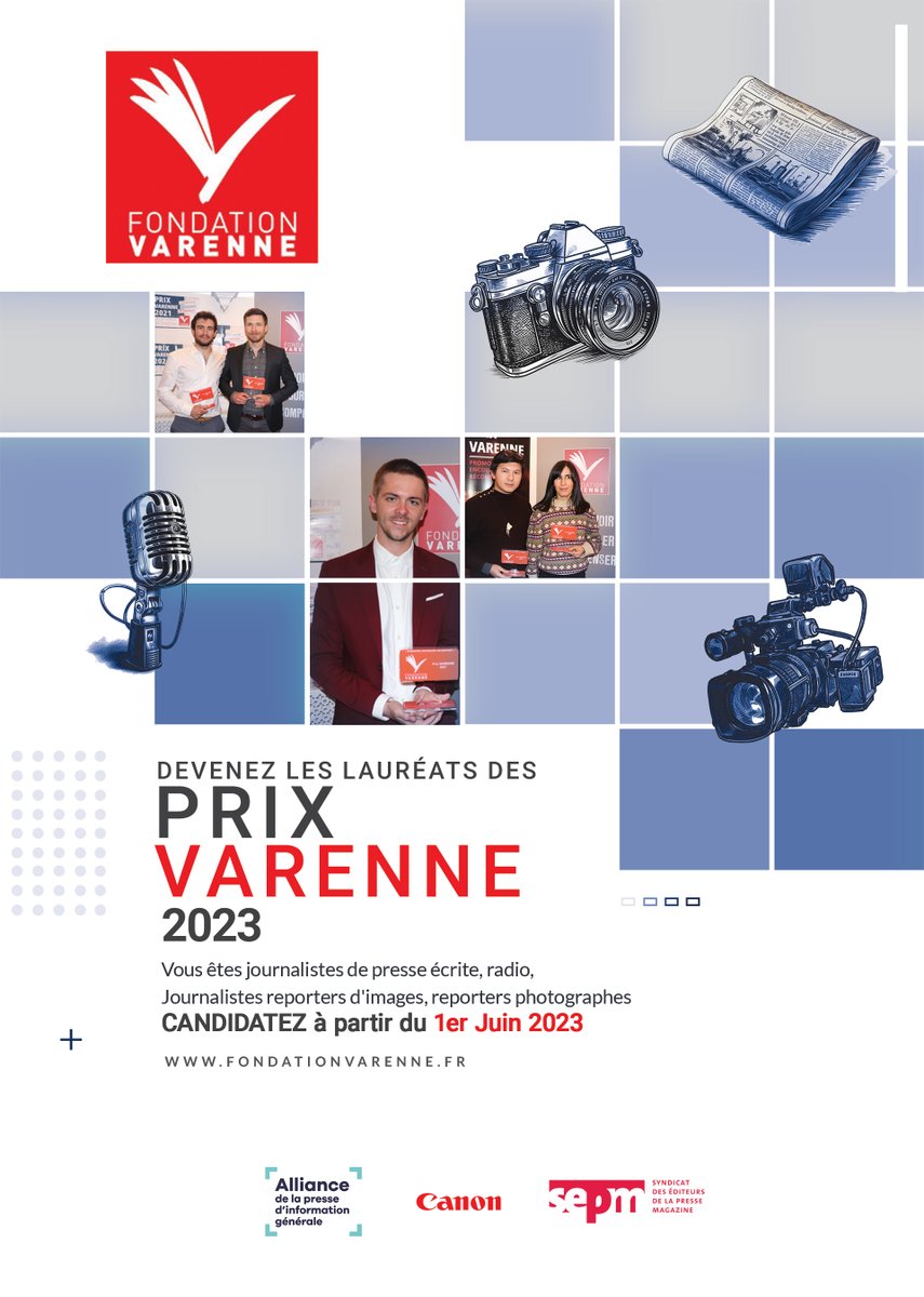 ✅Fidélité et innovation pour la 34e édition des Prix Varenne qui lance l'appel à candidatures le 1er Juin !
👉 A noter 1 nv Prix Mags régionaux et 47000€ de dotation pour les 7 catégories PQR-PHR-PQN-Radio-JRI-PHOTO-PresseMag
⤵️fondationvarenne.fr/prix-varenne-2…
#presse