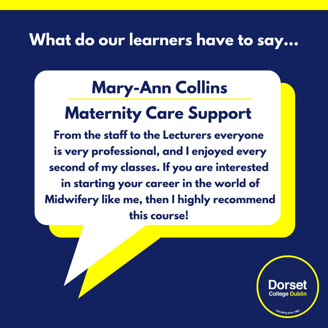 Dorset College Dublin (@dorsetcollege_) on Twitter photo With her QQI Maternity Care Support Level 5 Minor Award in hand, Mary-Ann can now start her career in the world of Midwifery!
Applications are still OPEN for our MAY 2023 intake.
APPLY NOW:
☎️ (01) 574 6850
✉️ info@dorset.ie
#dorsetcollege #maternitycare #dublin With her QQI Maternity Care Support Level 5 Minor Award in hand, Mary-Ann can now start her career in the world of Midwifery!
Applications are still OPEN for our MAY 2023 intake.
APPLY NOW:
☎️ (01) 574 6850
✉️ info@dorset.ie
#dorsetcollege #maternitycare #dublin