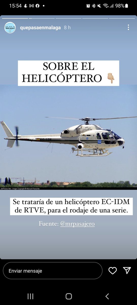@evacamachowh (@evmum) on Twitter photo Según <a href="/quepasaenmalaga/">Qué pasa en Málaga</a> el helicóptero que ayer daba vueltas por Málaga era de RTVE
#helicoptero #malaga Según <a href="/quepasaenmalaga/">Qué pasa en Málaga</a> el helicóptero que ayer daba vueltas por Málaga era de RTVE
#helicoptero #malaga
