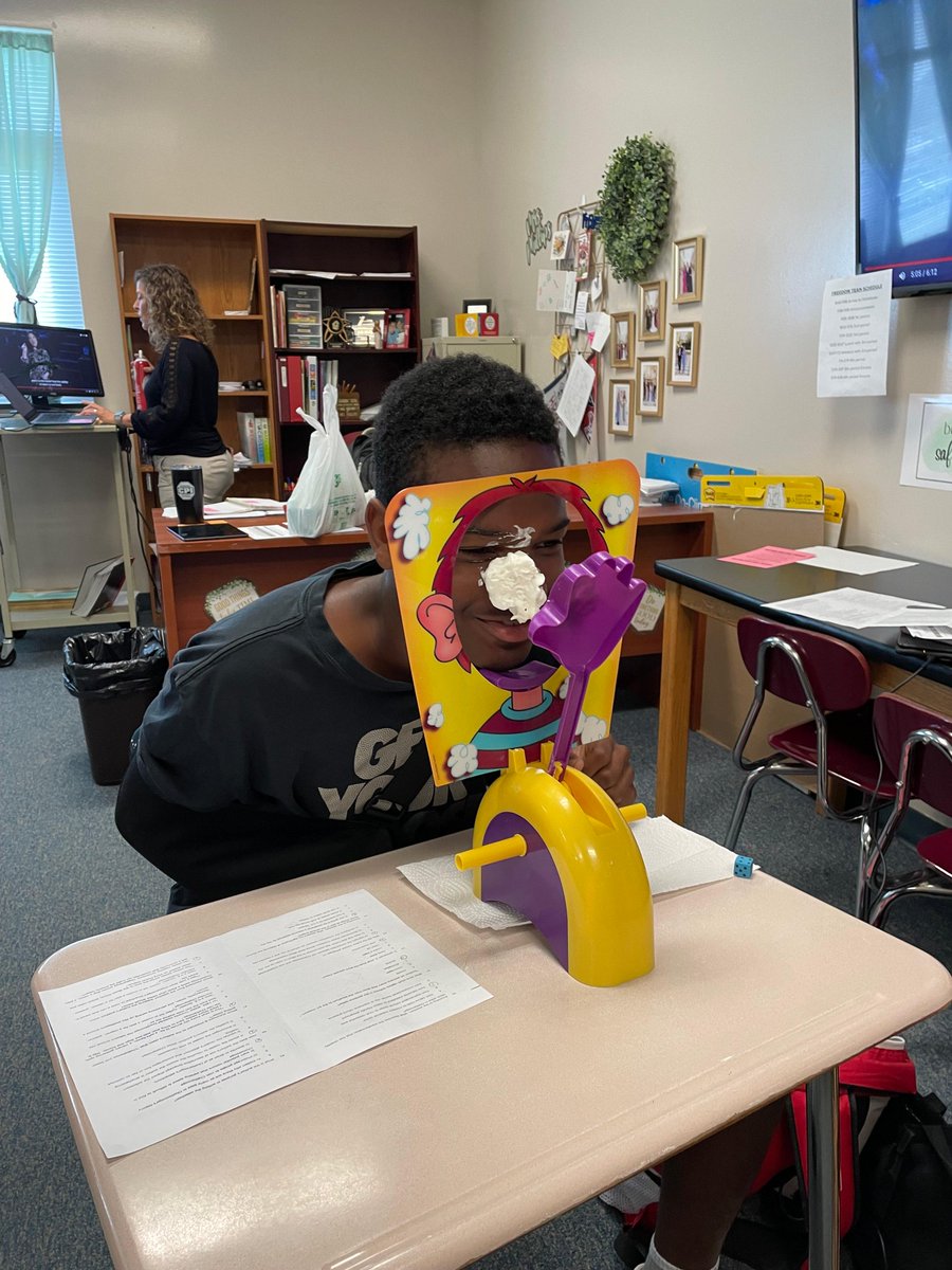 Mrs. Phillips’ class is having fun with EOG review and Pie Face!