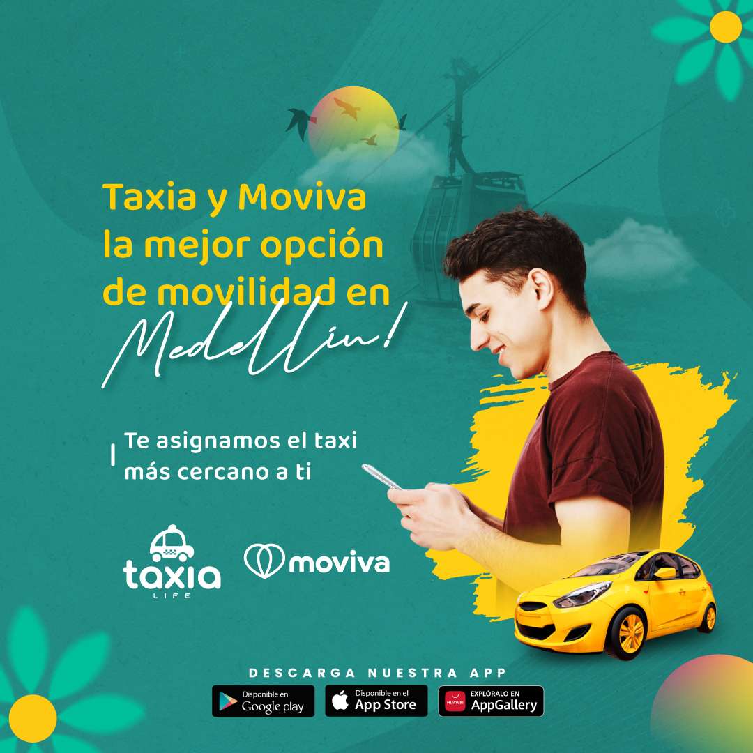 ¿Te encuentras en #Medellín? Recuerda movilizarte con #taxia, una alianza de #Moviva y #TaxBelén. Descarga nuestra #app aquí bit.ly/AppTaxiaLife #PasaLaVoz 

#ServicioDeTaxi #EternaPrimavera #AplicaciónMóvil