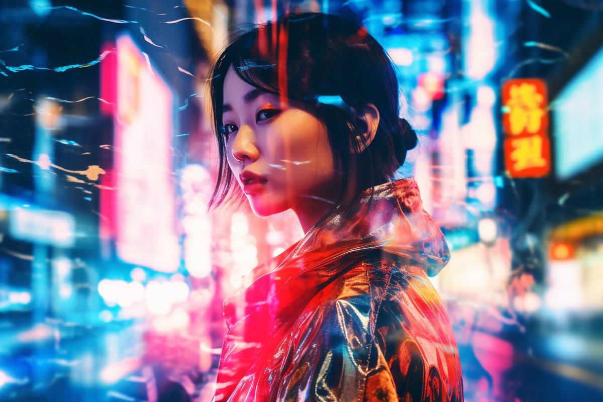 Still on my double exposure trip, urban soul journeys unfold...📸 Tokyo meets a modern outlook, neon lights staining the city's face with a touch of melancholy. Curious to see the result? Check it out here👇
