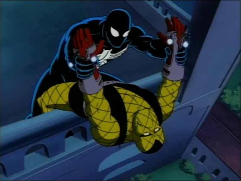 worldsfinest's tweet photo. The three-part Spider-Man: The Animated Series arc "The Alien Costume" concluded this month (May) back in 1995. Arguably the cartoon's most popular episodes, Spidey finds a mysterious alien ooze, which eventually bonds with Eddie Brock to create Venom! #SpiderManTAS #SpiderMan https://t.co/EgVarSXESi