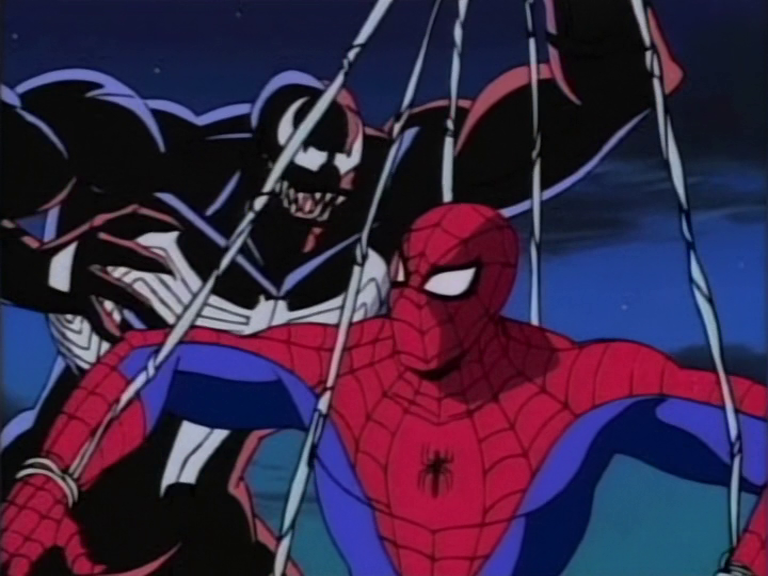 worldsfinest's tweet photo. The three-part Spider-Man: The Animated Series arc "The Alien Costume" concluded this month (May) back in 1995. Arguably the cartoon's most popular episodes, Spidey finds a mysterious alien ooze, which eventually bonds with Eddie Brock to create Venom! #SpiderManTAS #SpiderMan https://t.co/EgVarSXESi