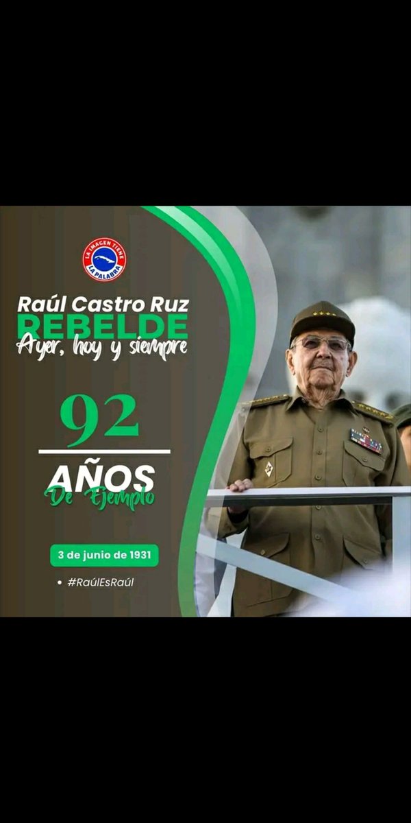 Desde hoy felicito a uno de nuestros líderes invencibles...gracias por existir. Raúl Castro Ruz.