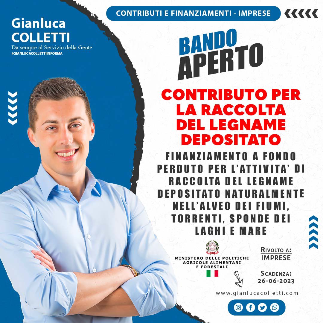 GianluColletti's tweet photo. #MINISTERO DELL’#AGRICOLTURA - #Contributo per la #raccolta del #legname depositato. Scadenza: 26.06.23 #gianlucacollettiinforma
👉🏻 https://t.co/yROEALikLB https://t.co/v9CPDGyEBx