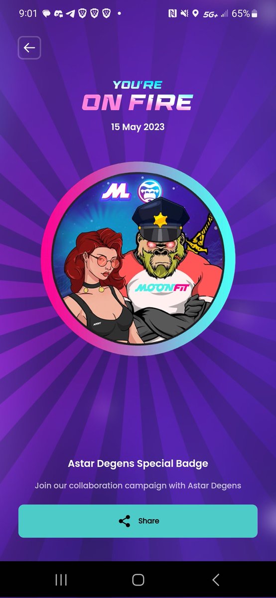 Patrick02623013's tweet image. @MoonFitOfficial @spicy_barbacoa @milescook3030 @maoTheZ  my favorite #badgesystem collectibles are the @AstarDegens collab, MoonBeaury collector, and Endurance badge