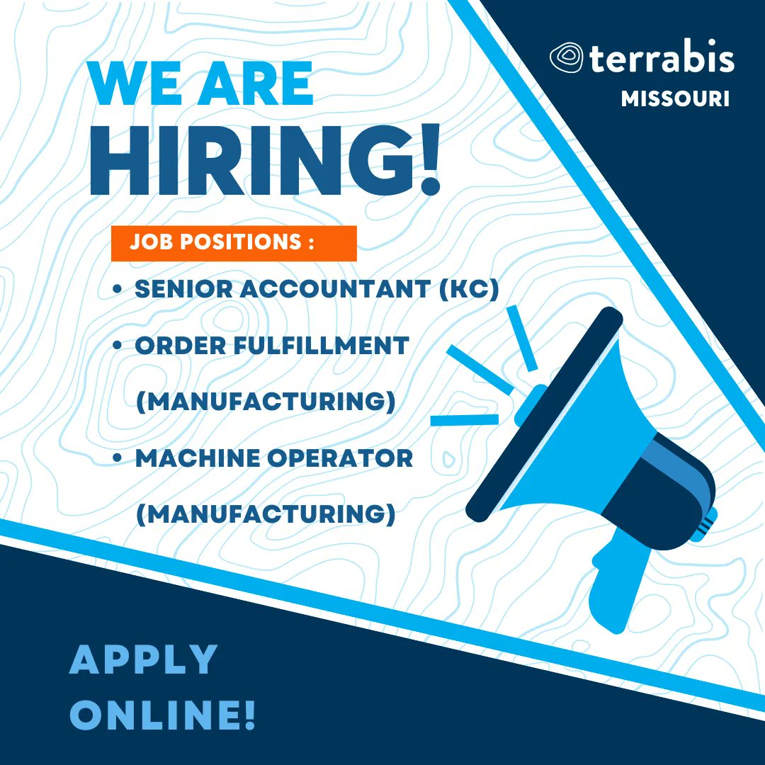 TerrabisMO's tweet image. 📢 We are hiring for several positions in #Missouri! Apply online and view available openings using the 🔗 buff.ly/3KDbTtw. Join our team and help us make a positive impact on the community. We're looking forward to connecting with you! 🤝 #hiringnow #MOjobs