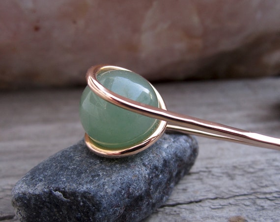 Natural Aventurine Hair Fork tinyurl.com/y3jhbrbg via @EtsySocial #longhairaccessories #EtsyHandmade #HandForged #wirework