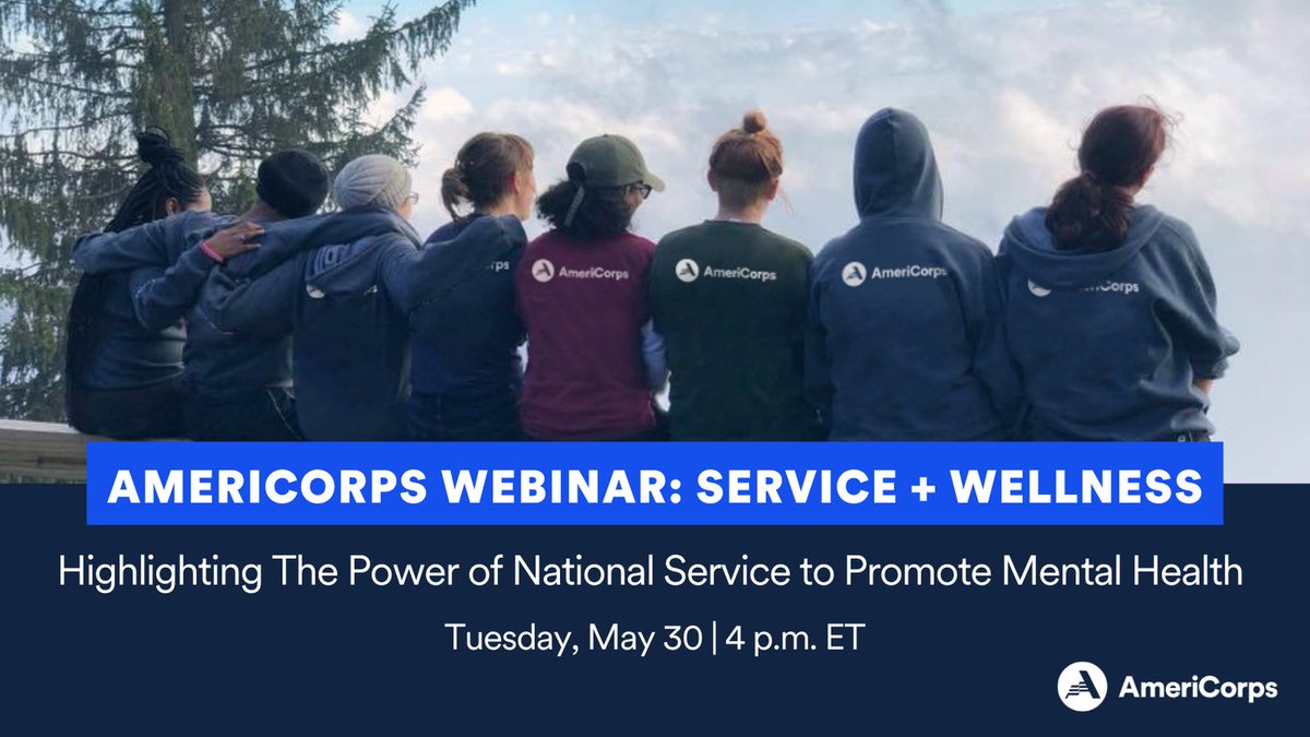 🚨 AmeriCorps Webinar: #Service + Wellness 🚨 Today | 4 p.m. ET
Last call! Get the scoop about how #AmeriCorpsWorks to strengthen mental health and wellbeing. Register now: Bit.ly/AC101WebinarSe…
#MentalHealthAwarenessMonth