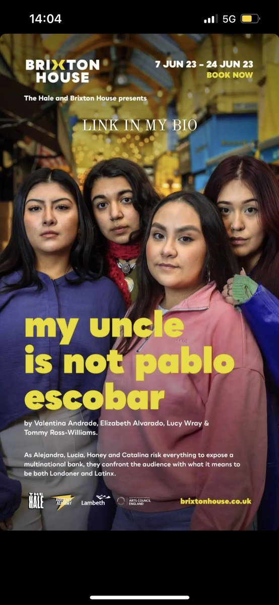 Join us Sunday 18th of June to celebrate the Latin American diaspora and the release of our alumni’s creation My Uncle Is Not Pablo Escobar showing in Brixton House this June eventbrite.com/e/636513367617