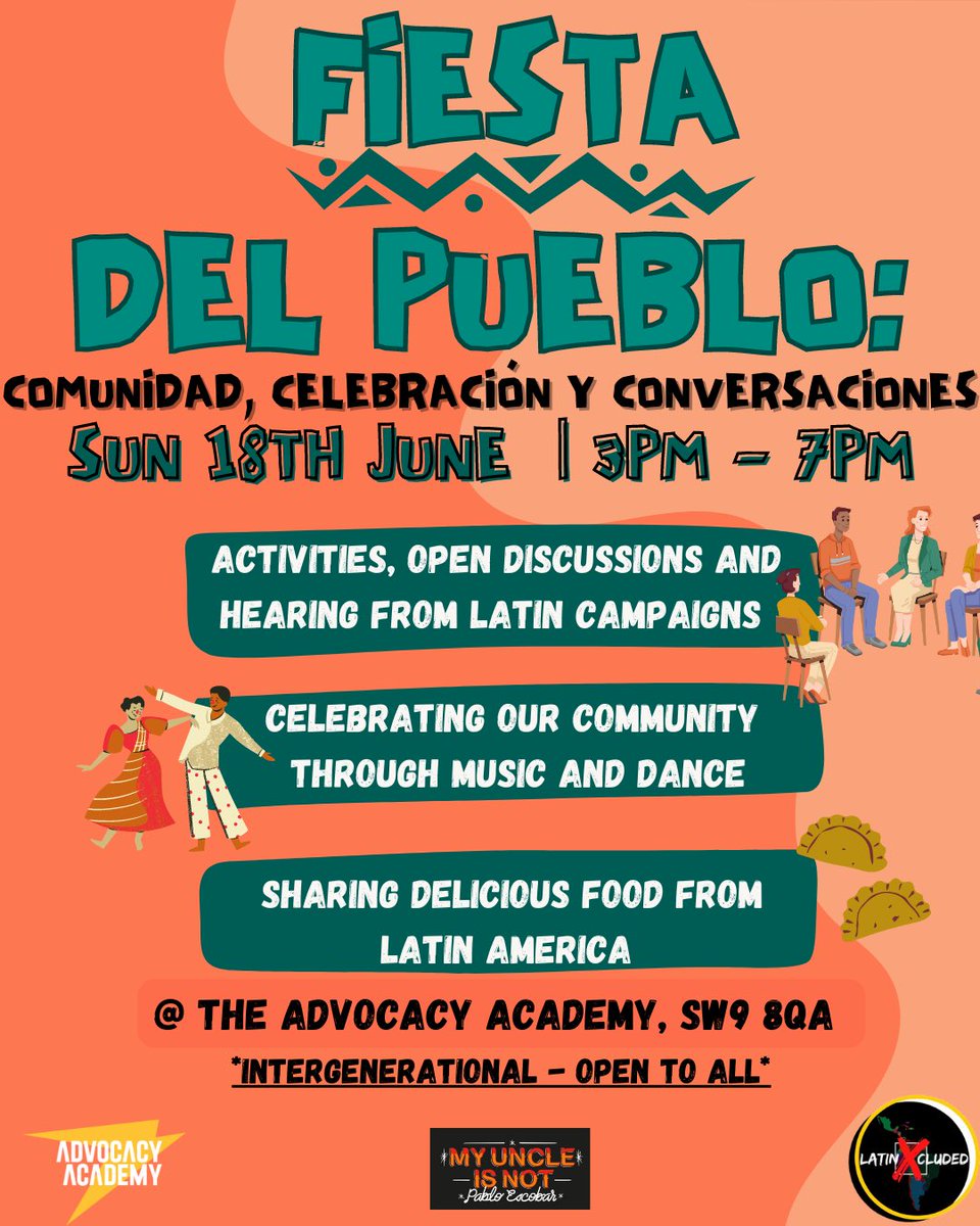 AdvocacyAcademy's tweet photo. Join us Sunday 18th of June to celebrate the Latin American diaspora and the release of our alumni’s creation My Uncle Is Not Pablo Escobar showing in Brixton House this June https://t.co/1FLT3vcmbU https://t.co/OmnFkuMe1n