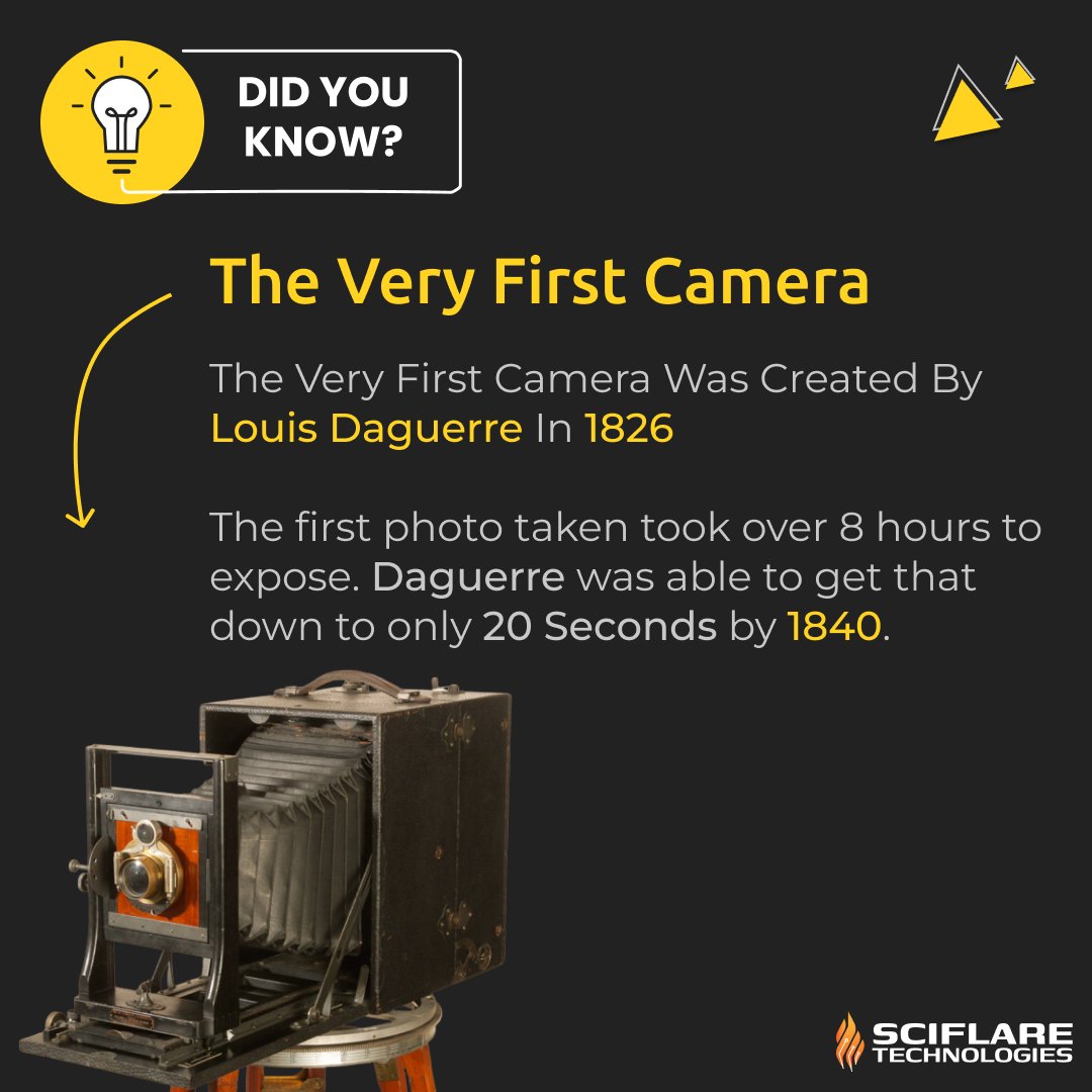 📸 From 8 hours to 20 seconds, and from 20 seconds to a fraction of a millisecond ⏱️🚀, 
we have come a long way in the path of evolution. 🌟🔍 

 #camera  #TechnologicalAdvancements #didyouknow #Sciflare #fantasysportsapp #mobileappdevelopment