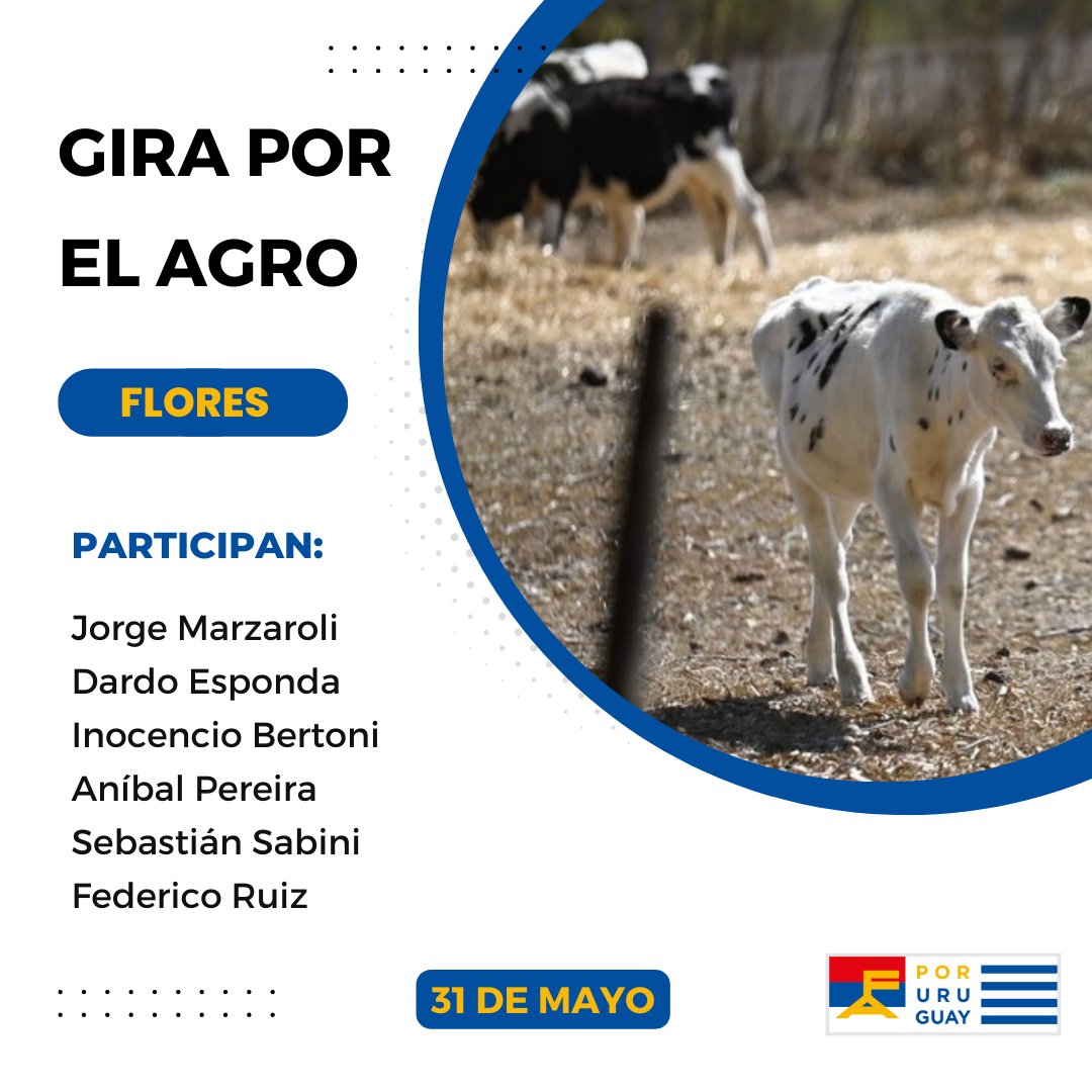 ▶️ Éste miércoles llega la Gira por el Agro a 📍Flores .
En el marco de la recorrida de la gira, «Por el agro, por Uruguay» el FA realiza este miércoles una gira por el departamento de Flores, con el objetivo de interiorizarse sobre la realidad del sector agropecuario local.
