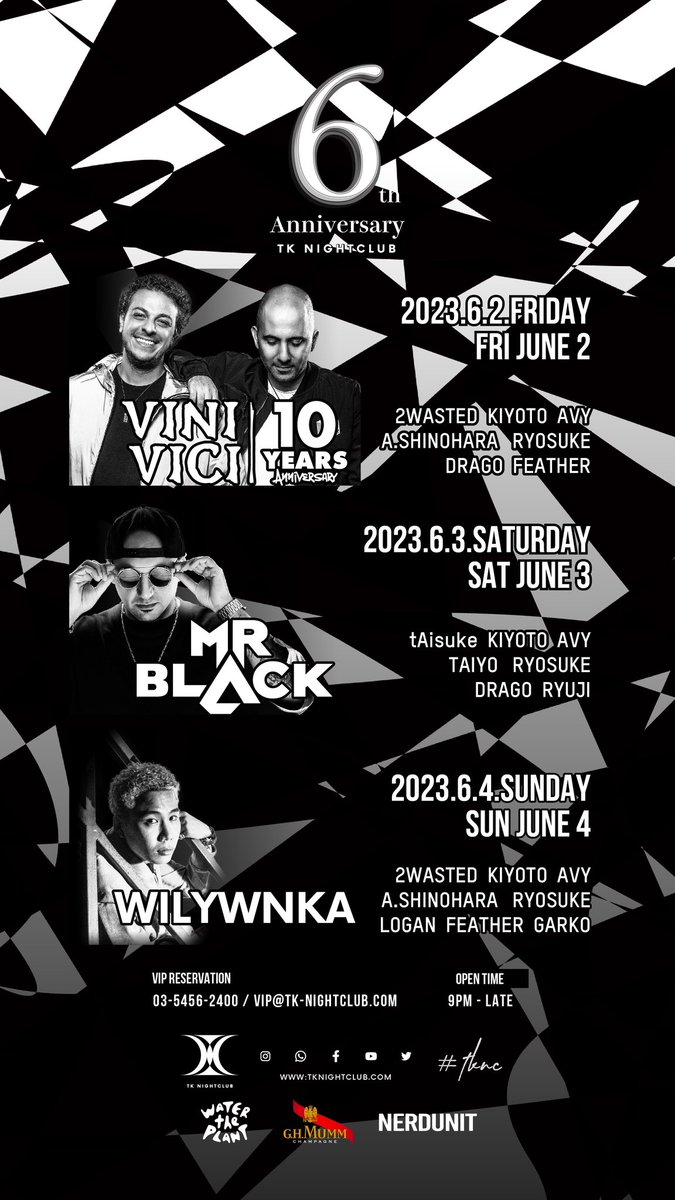 TKNC 6th Anniversary Party 
お待ちしてます！
6/2〜6/4
#tk #クラブ