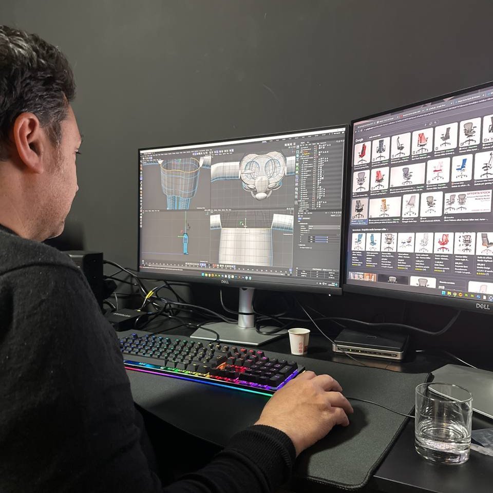 Antonio3dee's tweet image. Caught in the act! Working on a new @wellyfriends model while also on the hunt for the perfect chair for my studio. Balancing creativity and comfort is an art in itself! 🎨🪑#WellyFriends #3DArt #StudioSetup