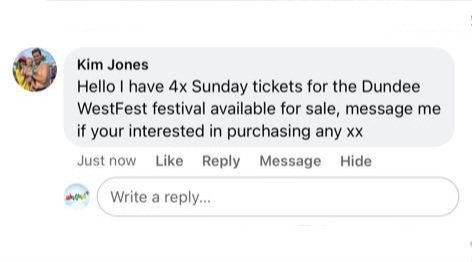 The scammers have discovered Westfest! In case anyone is unsure, Westfest is a FREE event and you don't need tickets. Just turn up and have fun! See you on Sunday 🎪