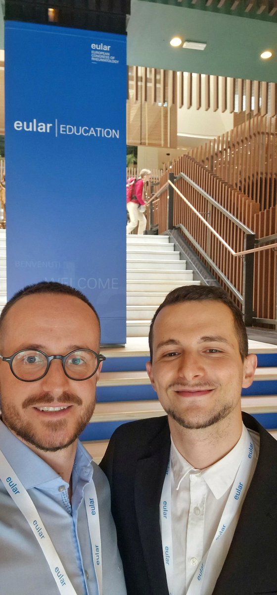ElvisHysa's tweet photo. First day of our #EULAR2023 week beginning with the #CAP #course🥰 met very nice people and listened to wonderful lectures 💙 https://t.co/vvGTZMEIRa