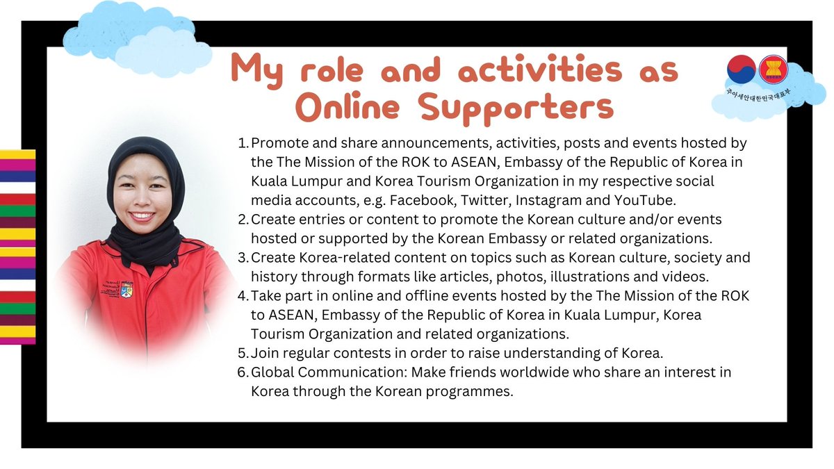 koreaspectrum's tweet photo. [2023 Korea-ASEAN Online Supporters (KAOS)]
[Monthly Theme: MAY 2023]
[My role and activities as 2023 Korea-ASEAN Online Supporters by Nurul Huda (Malaysia)]
Read more: https://t.co/nbe1JZrJq4
#2023KAOS #koreaaseanonlinesupporter #주아세안대표부서포터즈 #한아세안온라인서포터즈 https://t.co/JX2sZbCPqg