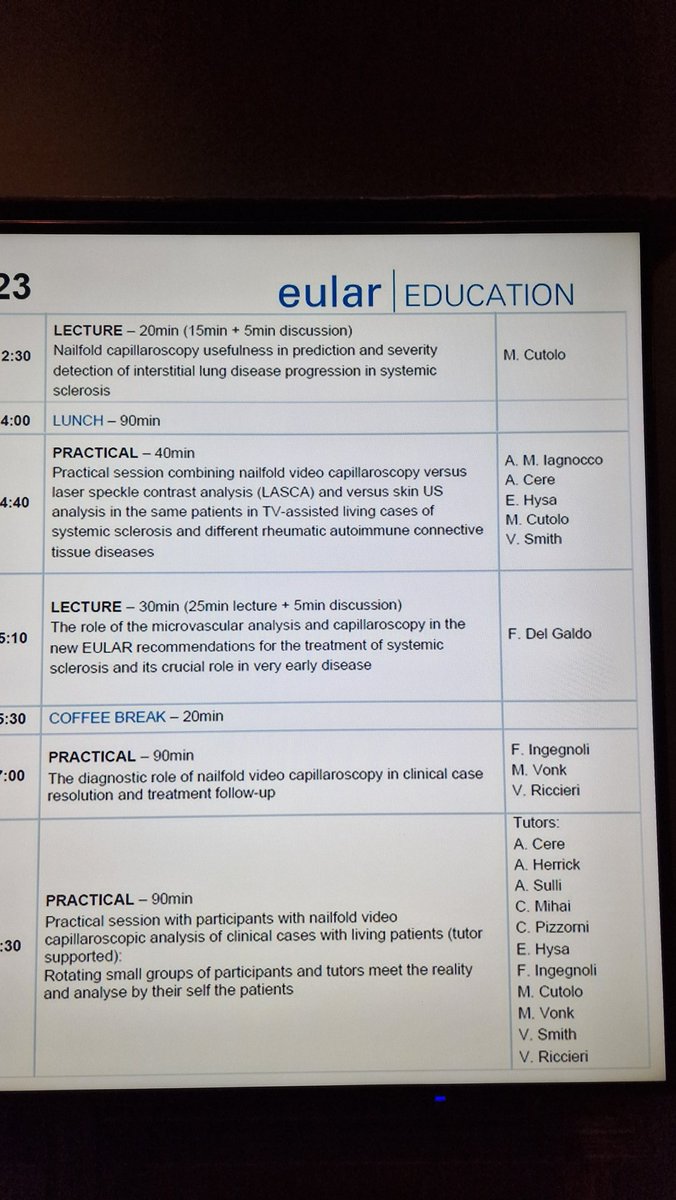 ElvisHysa's tweet photo. First day of our #EULAR2023 week beginning with the #CAP #course🥰 met very nice people and listened to wonderful lectures 💙 https://t.co/vvGTZMEIRa