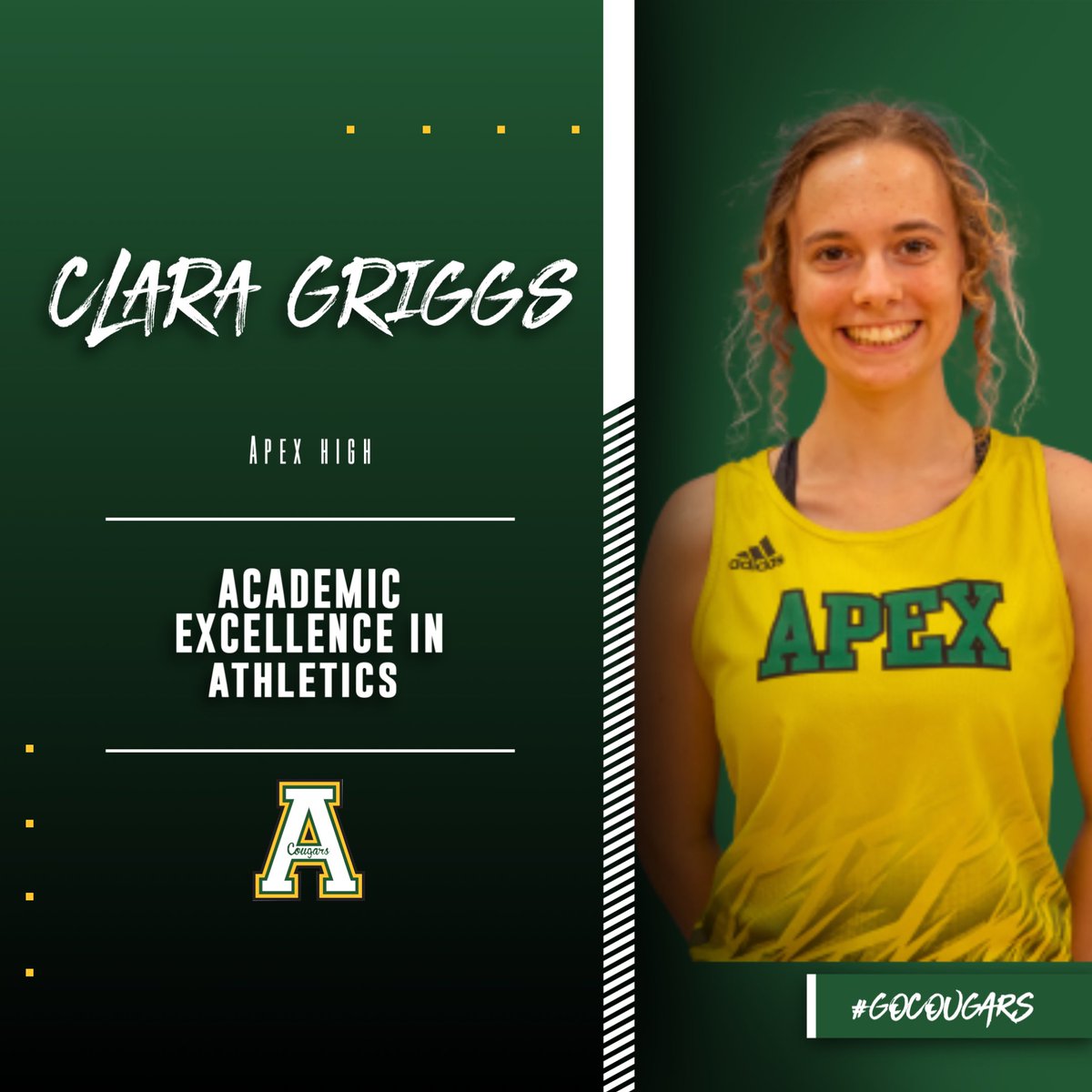 Apex Cougar Club (@apexcougarclub) on Twitter photo Congratulations Clara Griggs on winning Academic Excellence in Athletics Award. @apexhighschool <a href="/apexhsathletics/">Apex Athletics</a> <a href="/apextrackxc/">Apex Track & XC</a> Congratulations Clara Griggs on winning Academic Excellence in Athletics Award. @apexhighschool <a href="/apexhsathletics/">Apex Athletics</a> <a href="/apextrackxc/">Apex Track & XC</a>