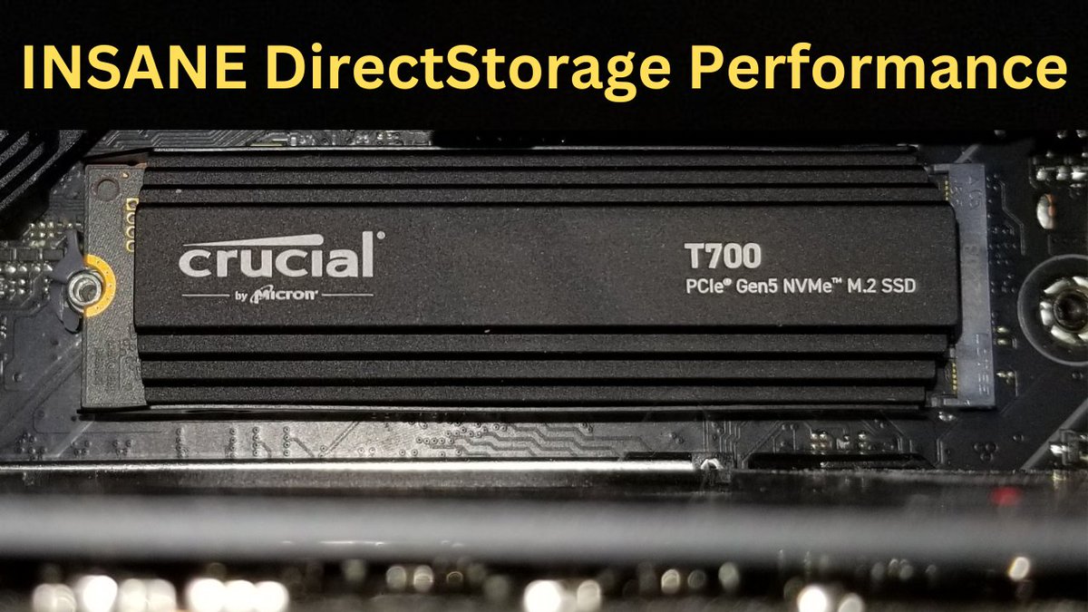 compusemble's tweet photo. The Crucial T700 from @MicronTech @CrucialMemory is the fastest consumer SSD on the planet. With DirectStorage, it delivers jaw dropping levels of bandwidth, giving a glimpse into what is possible on PC with a full DirectStorage implementation.
https://t.co/08f52EyWFD https://t.co/44xvbuphGU