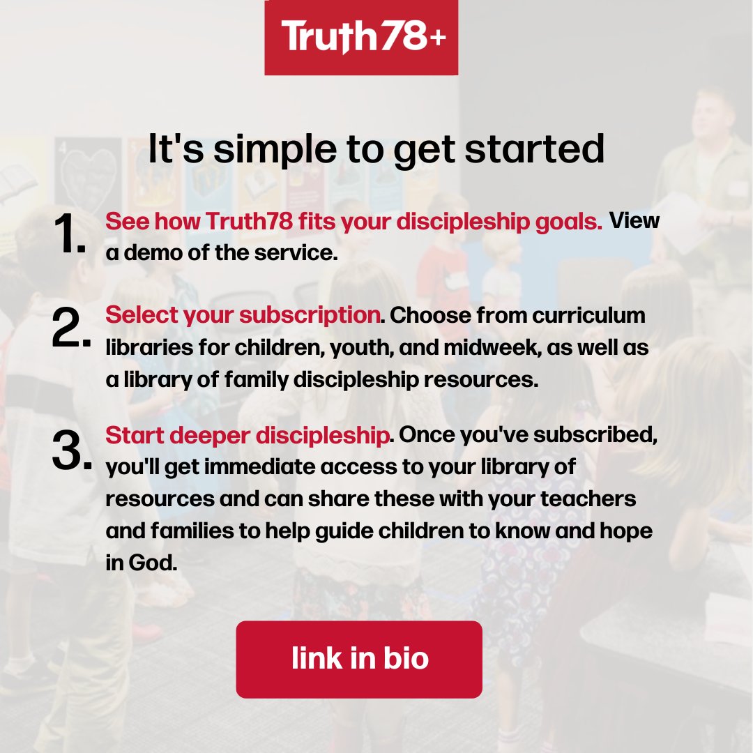 We’re excited to introduce Truth78+, a brand-new digital subscription service to help you cultivate disciple-making with robust curricula for interactive teaching and intentional study of the Bible. 

Get started today: truth78.org/pages/truth78p…

#teachtruth78 #truth78