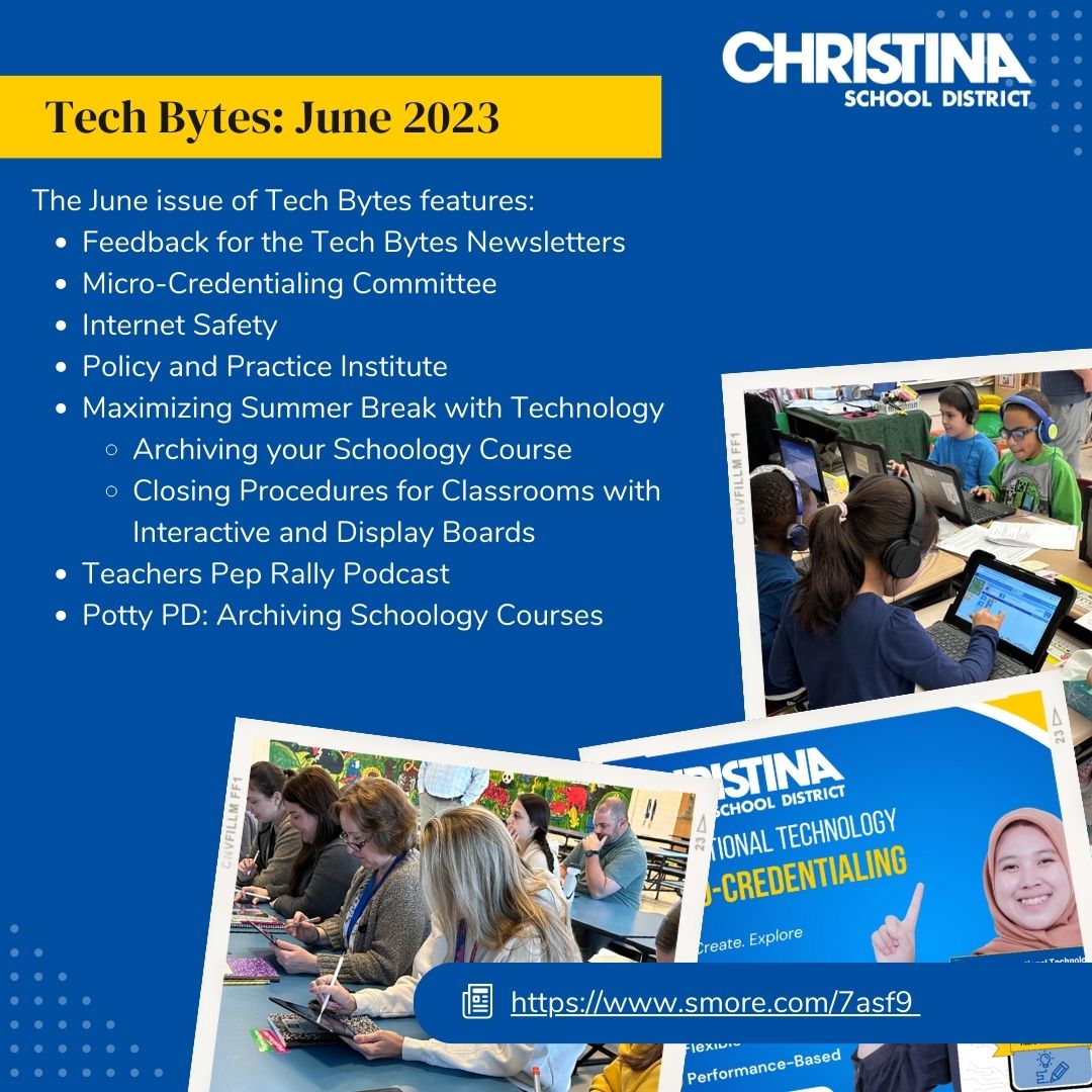 📣 Don't miss June's #InstructionalTechnology Newsletter! ✅ Feedback, Micro-Credentialing, Internet Safety, Policy & Practice Institute, Maximize Summer Break, Archive Schoology, Closing Procedures, Potty PD. Stay updated, boost skills! 💻📚👩‍🏫👨‍🏫 #EdTech #PD #ChristinaStrong