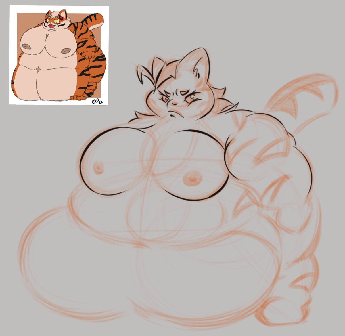 Gonna post last night's WIP.
Redrawing a piece I got a while ago, adapting the expression into more of a pout.

Looks like she's enjoying the extra weight alright~