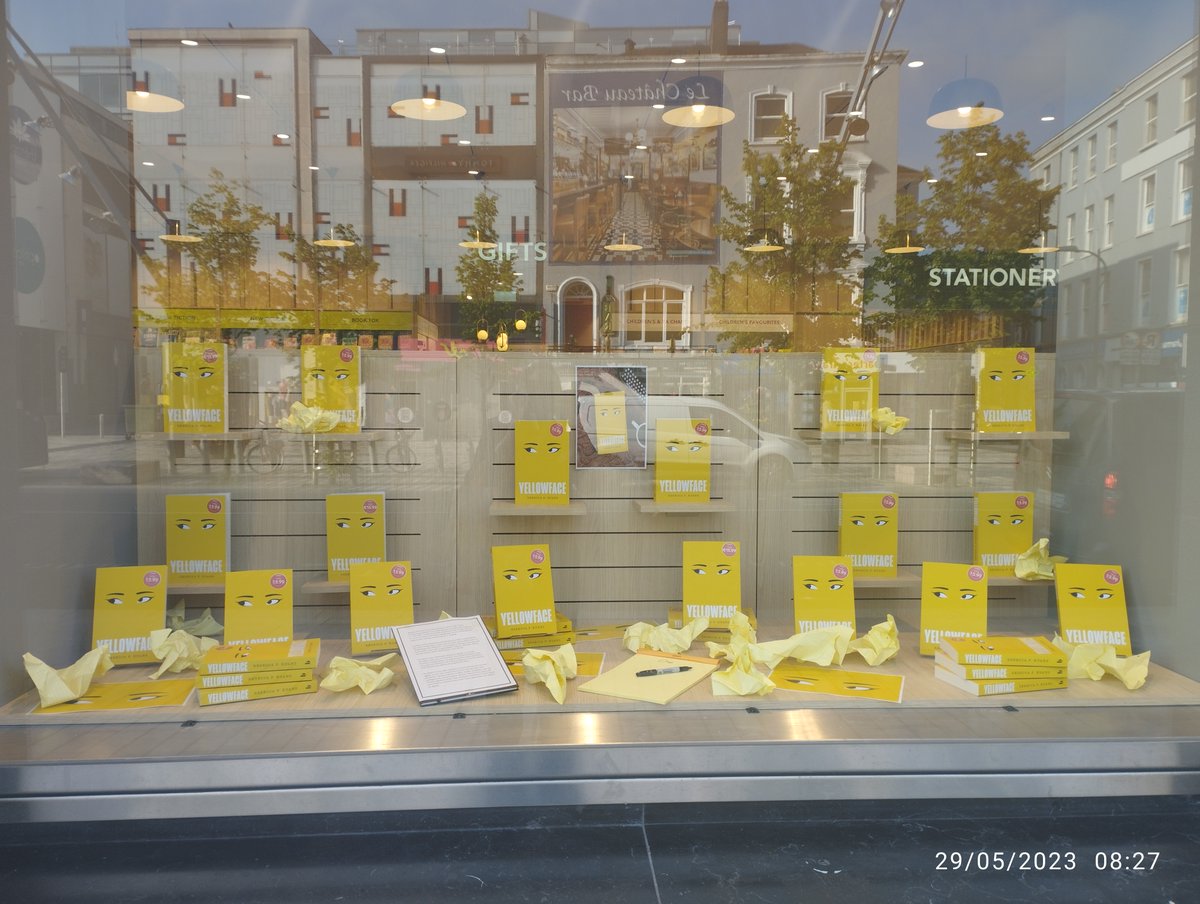 Eason (@easons) on Twitter photo Check out the #Yellowface takeover of the Cork, Patrick Street window!
'Yellowface' by RF Kuang is a deliciously humorous literary thriller that investigates ambition, greed and white privilege with deadly precision.
<a href="/kuangrf/">Rebecca F. Kuang</a> <a href="/HCinIreland/">HarperCollins_Ire</a> Check out the #Yellowface takeover of the Cork, Patrick Street window!
'Yellowface' by RF Kuang is a deliciously humorous literary thriller that investigates ambition, greed and white privilege with deadly precision.
<a href="/kuangrf/">Rebecca F. Kuang</a> <a href="/HCinIreland/">HarperCollins_Ire</a>
