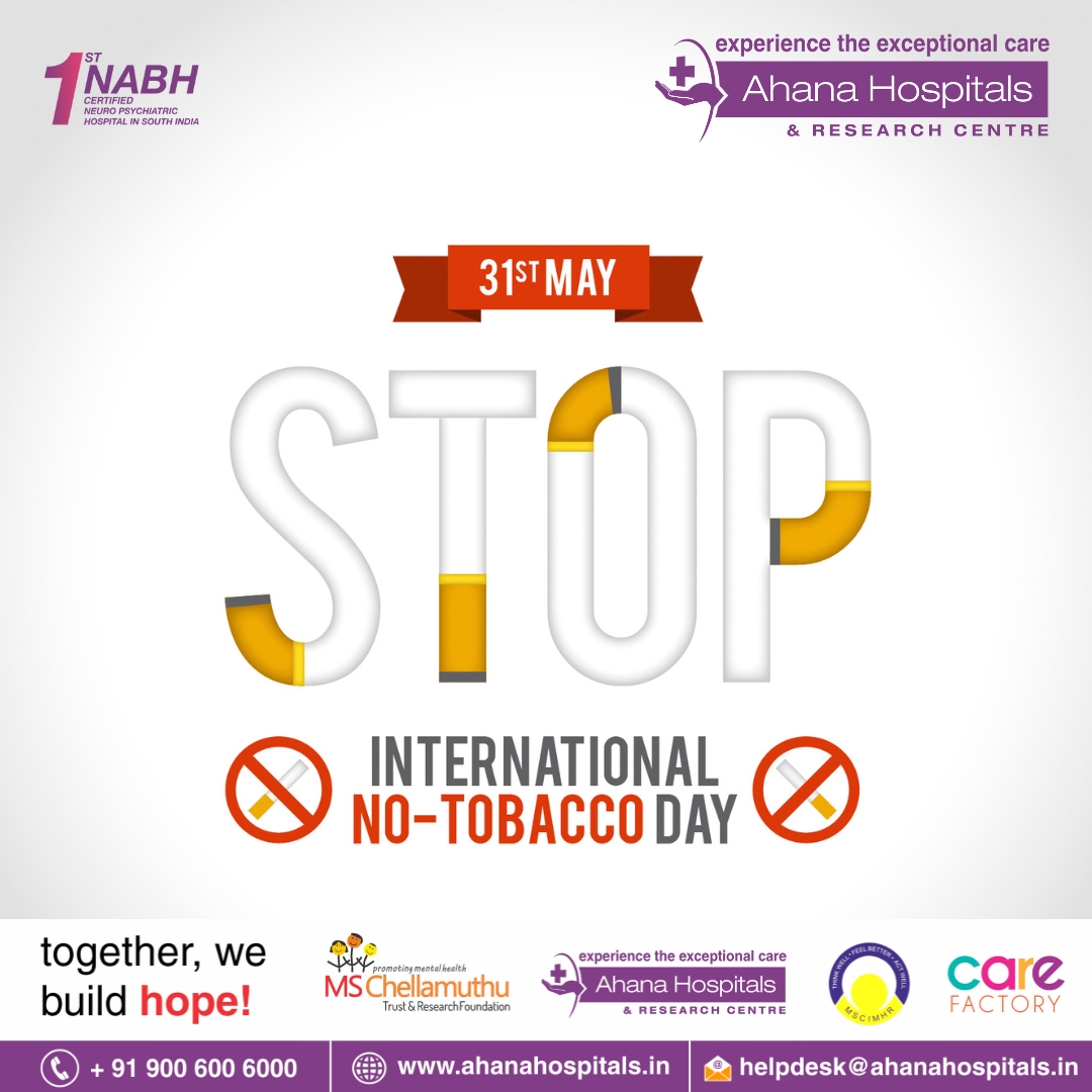 “The Best Way to Stop Smoking Is to Just Stop – No Ifs, Ands..
International Antitobacco Day 2023
#Antitobaccoday #tobaccooday2023 #SupportMentalHealth #MindOverMatter #TogetherForChange #BreakTheBarriers #AhanaHospitals #Psychiatrists #Psychologists #Psychology #MaduraiHospitals