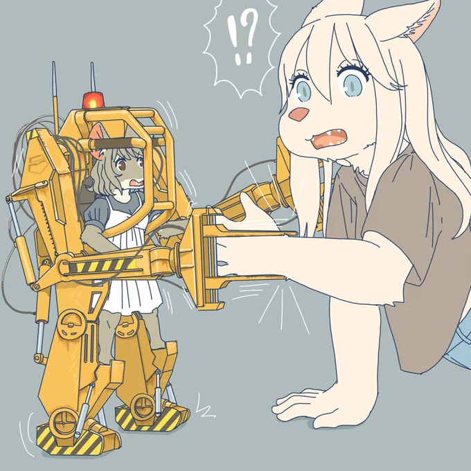 パワーローダーで応戦するネズミ