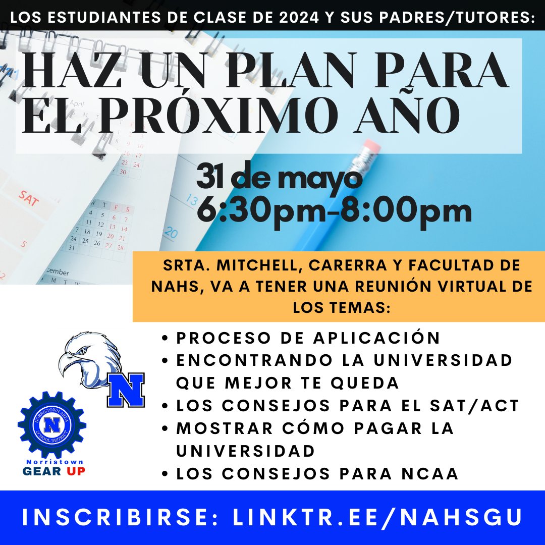 It's never too early to start planning for your senior year! Register for a virtual meeting with <a href="/Ms_Mitch_NAHS/">NAHS Ms. Mitchell</a> tomorrow night from 6:30-8.