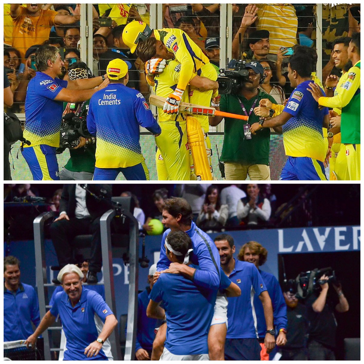 Two of the most iconic sporting moments and friendships according to me. Incredibly beautiful 🥹😍
@ChennaiIPL @LaverCup @rogerfederer @RafaelNadal @msdhoni @imjadeja